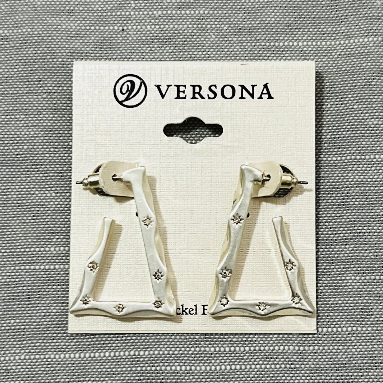 New Versona Embellished Triangle Hoop Earrings In Silver 13$